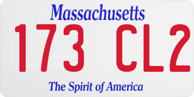 MA license plate 173CL2
