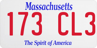 MA license plate 173CL3