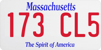 MA license plate 173CL5