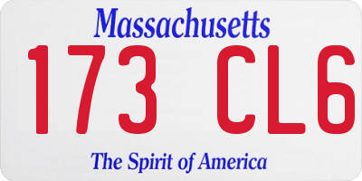 MA license plate 173CL6