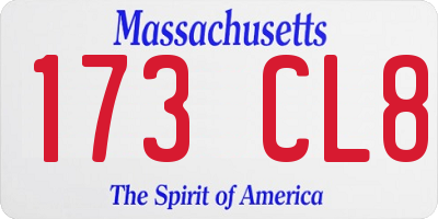 MA license plate 173CL8