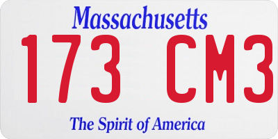 MA license plate 173CM3