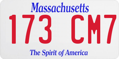 MA license plate 173CM7