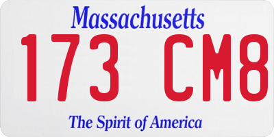 MA license plate 173CM8