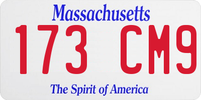 MA license plate 173CM9