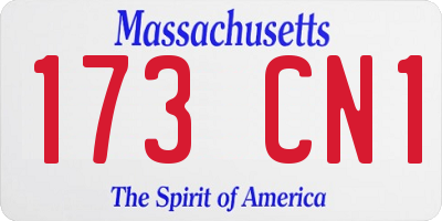 MA license plate 173CN1