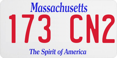 MA license plate 173CN2
