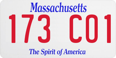 MA license plate 173CO1