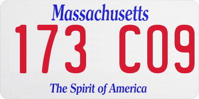 MA license plate 173CO9