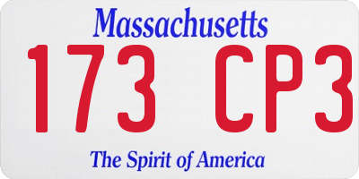MA license plate 173CP3