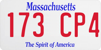 MA license plate 173CP4