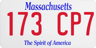 MA license plate 173CP7