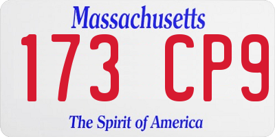 MA license plate 173CP9