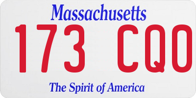 MA license plate 173CQ0