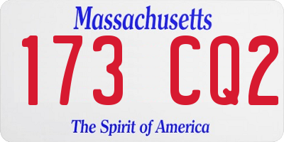 MA license plate 173CQ2