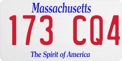 MA license plate 173CQ4