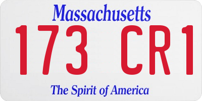 MA license plate 173CR1