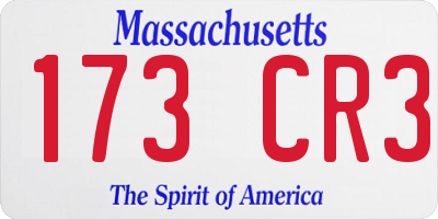 MA license plate 173CR3