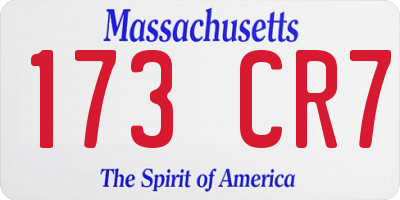 MA license plate 173CR7