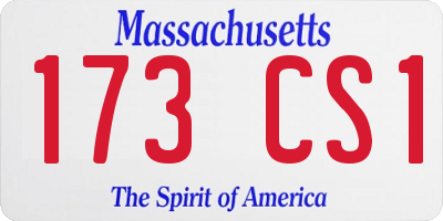 MA license plate 173CS1