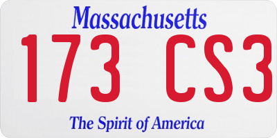 MA license plate 173CS3