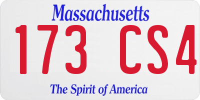 MA license plate 173CS4