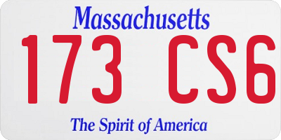 MA license plate 173CS6