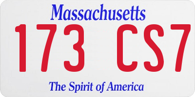 MA license plate 173CS7