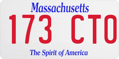 MA license plate 173CT0