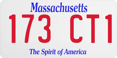 MA license plate 173CT1