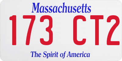 MA license plate 173CT2