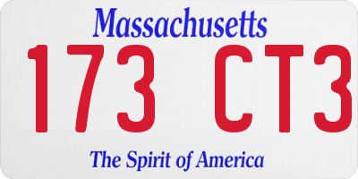 MA license plate 173CT3