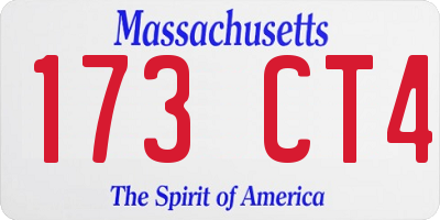MA license plate 173CT4