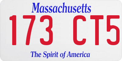 MA license plate 173CT5