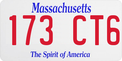 MA license plate 173CT6