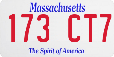 MA license plate 173CT7
