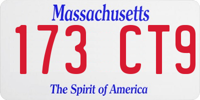 MA license plate 173CT9