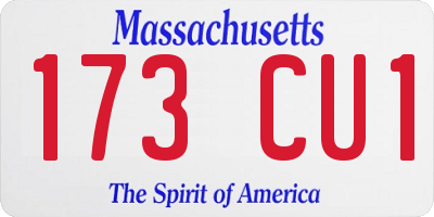 MA license plate 173CU1