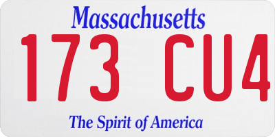 MA license plate 173CU4
