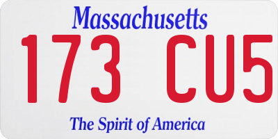 MA license plate 173CU5