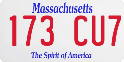 MA license plate 173CU7