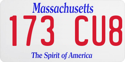 MA license plate 173CU8