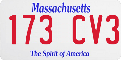 MA license plate 173CV3
