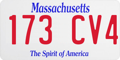 MA license plate 173CV4