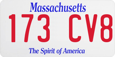 MA license plate 173CV8