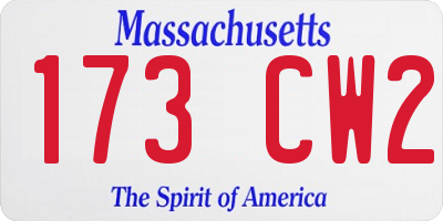 MA license plate 173CW2