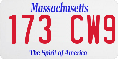 MA license plate 173CW9