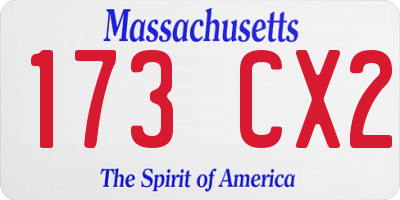 MA license plate 173CX2