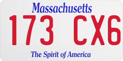 MA license plate 173CX6