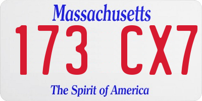MA license plate 173CX7